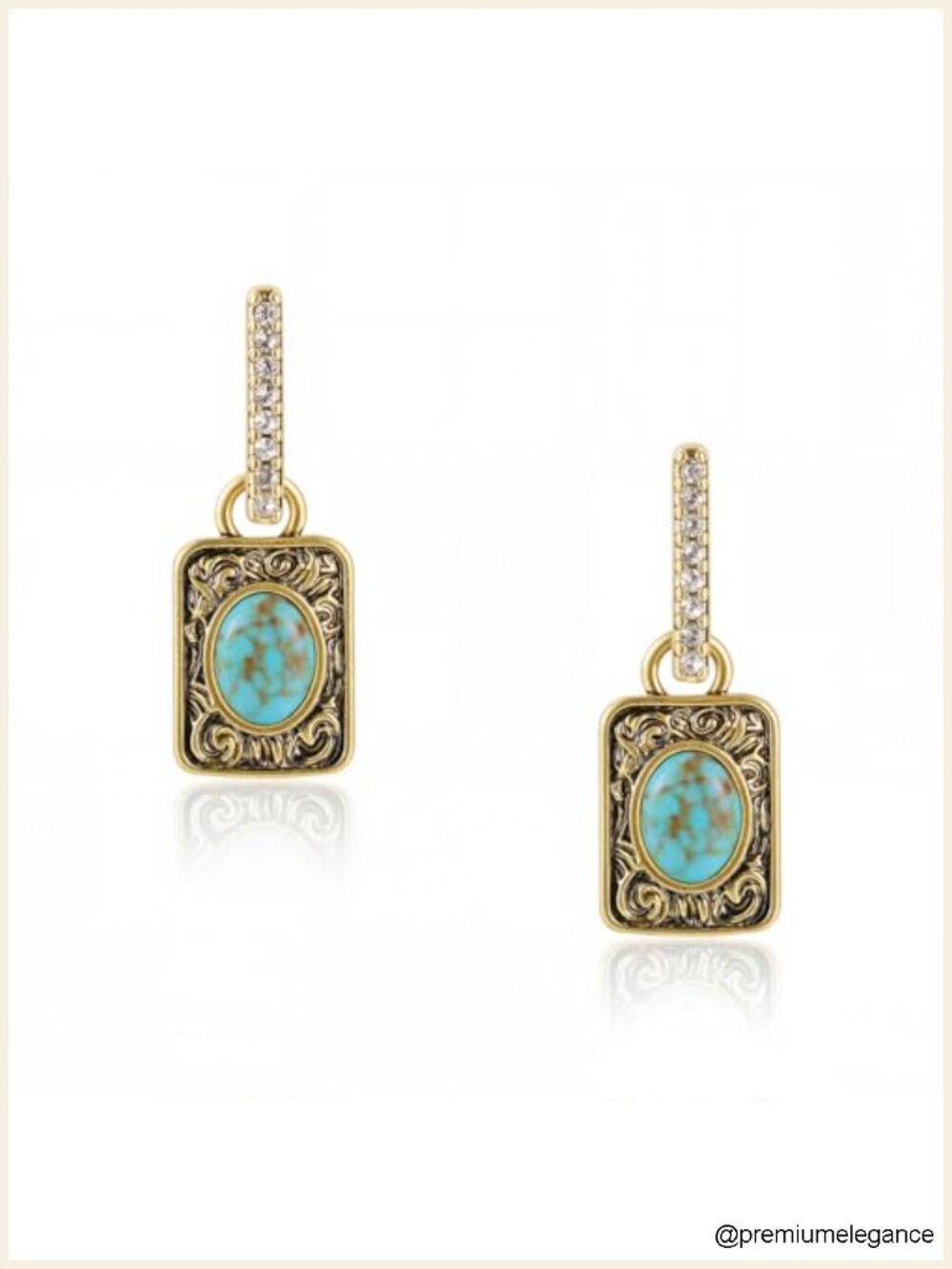 Turquoise Hoop Earrings, Western Country Jewelry For Women, Hypoallergenic Alloy